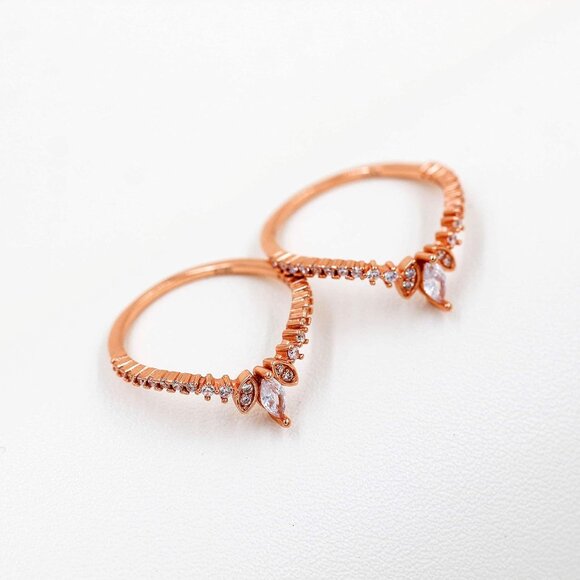 🆕 Women Gold Marquise Stack Rings Sterling Crown Wedding Engagement Guard Gift - Picture 4 of 8